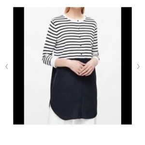 COS White and Navy Striped T-shirt Dress